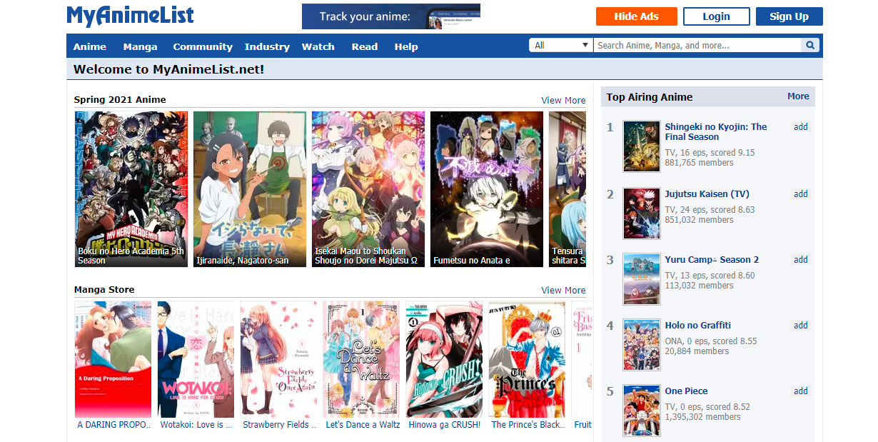 MyAnimeList|Anime and Manga Database and Community